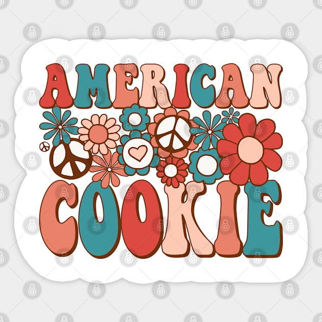 Retro Groovy American Cookie Matching Family 4th of July Sticker by BramCrye